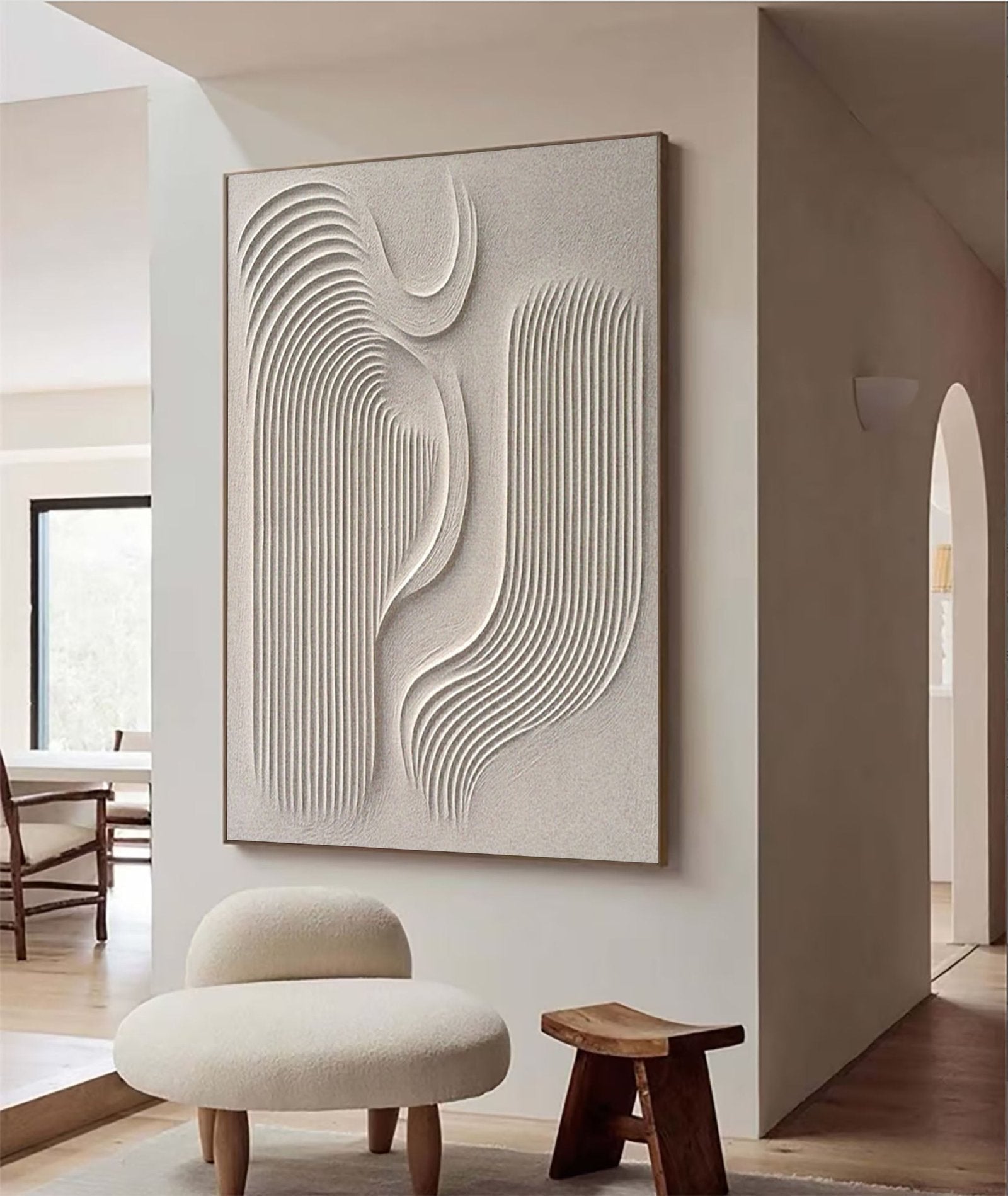 Zen Garden Rhythms: A Sculptural Wabi Sabi Abstract Wall Art