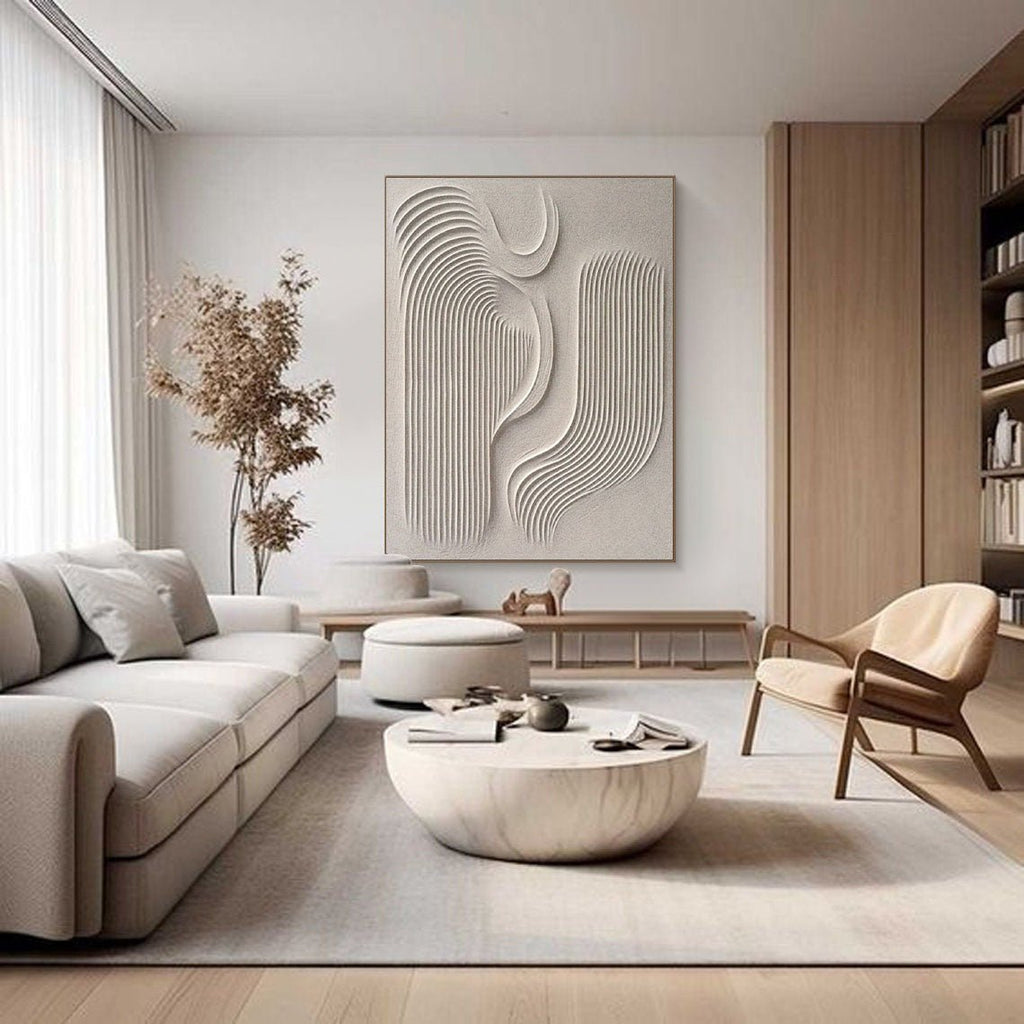 Zen Garden Rhythms: A Sculptural Wabi Sabi Abstract Wall Art