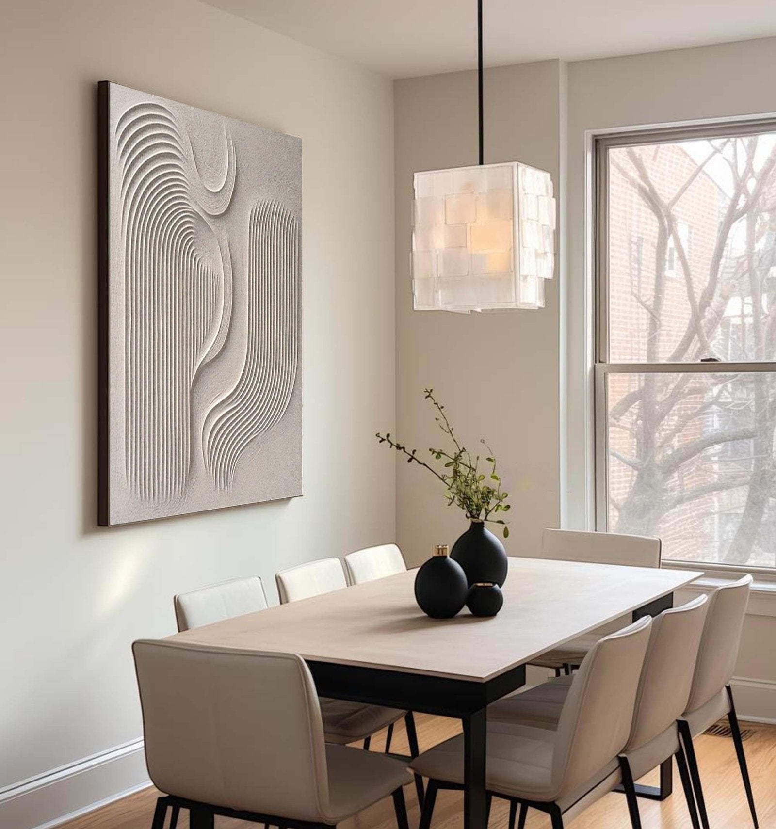 Zen Garden Rhythms: A Sculptural Wabi Sabi Abstract Wall Art