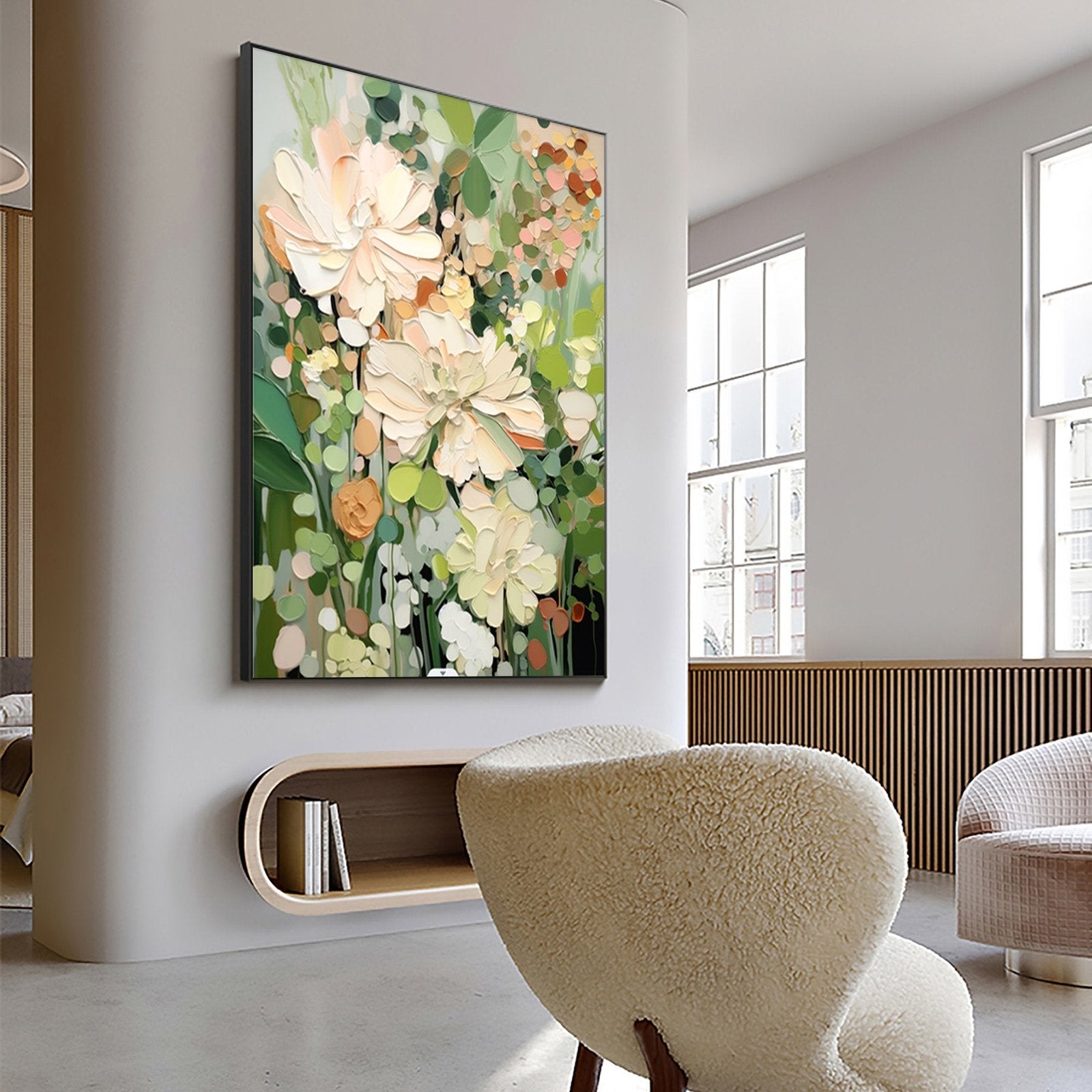 Garden Daydream: A Textured Contemporary Floral Canvas Painting