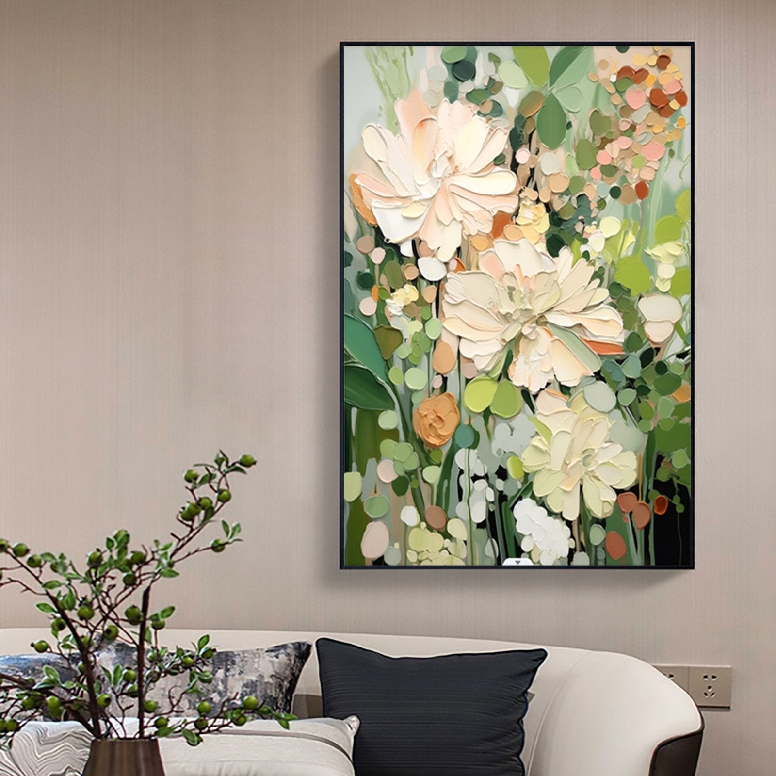 Garden Daydream: A Textured Contemporary Floral Canvas Painting