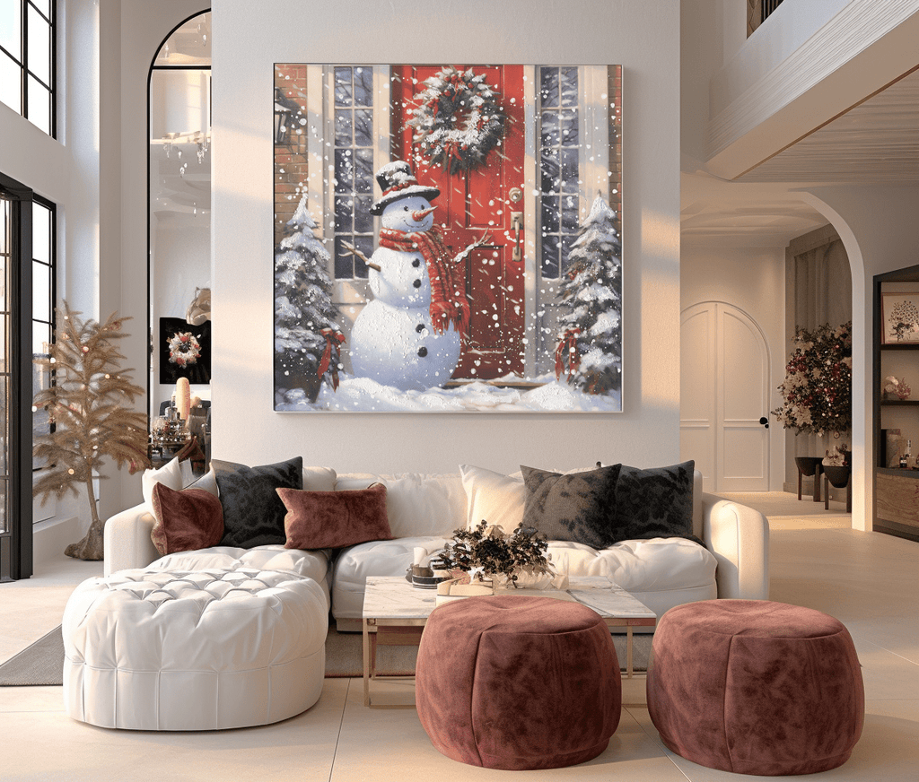 Snowman Welcome – Red Door Christmas Painting