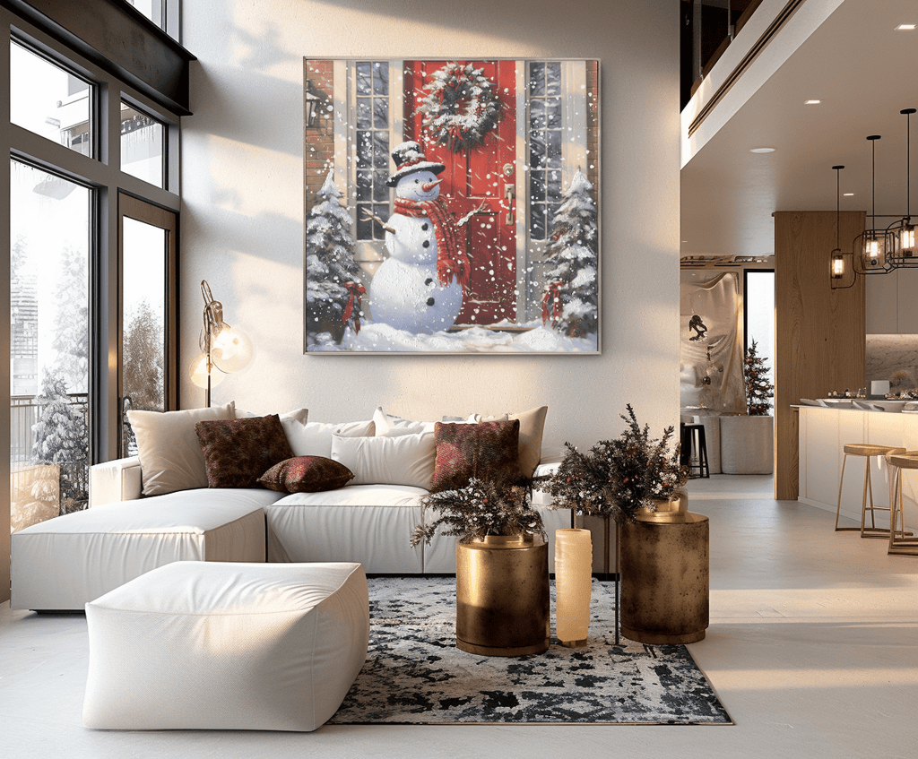 Snowman Welcome – Red Door Christmas Painting