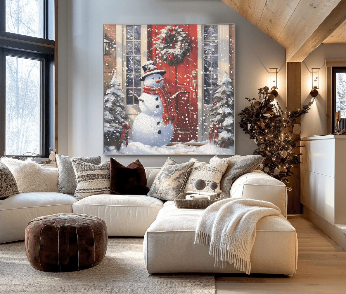Snowman Welcome – Red Door Christmas Painting