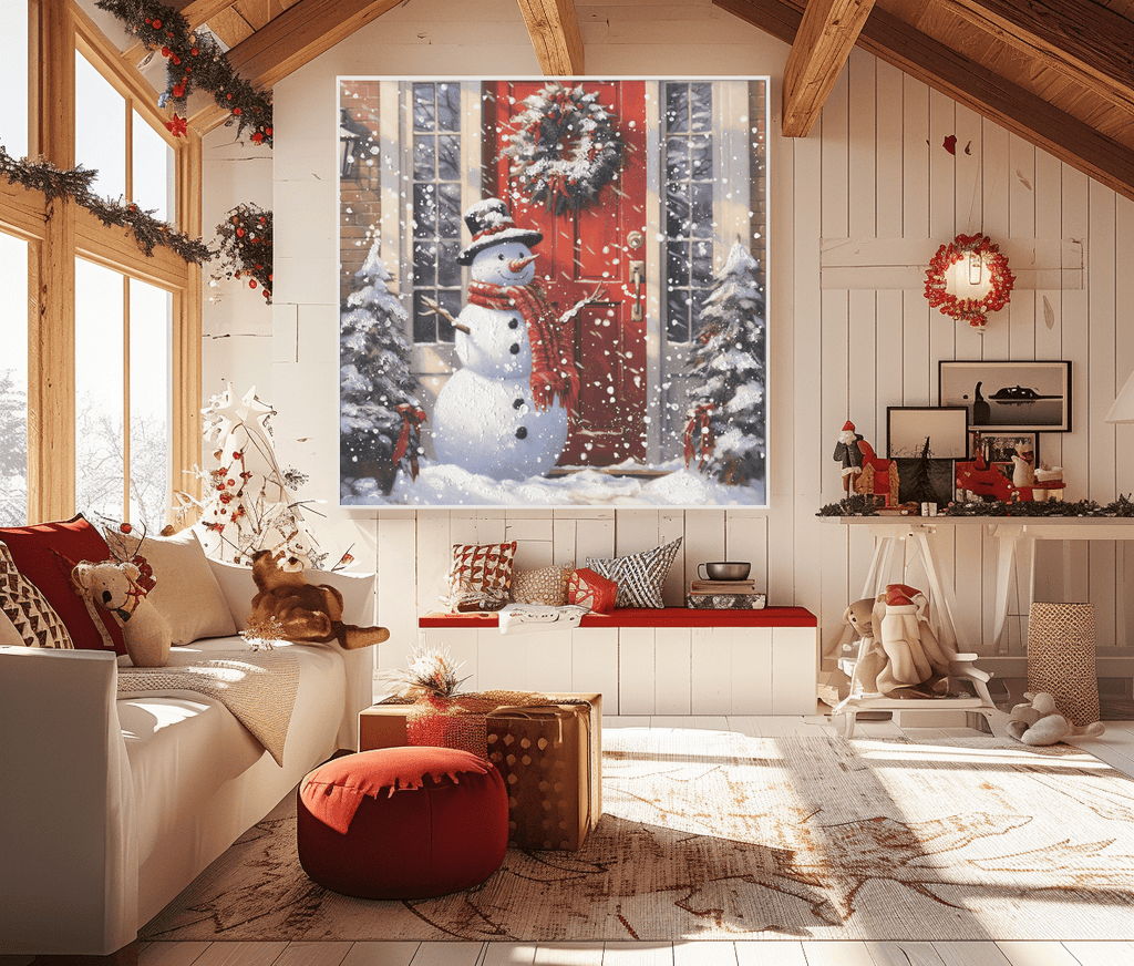 Snowman Welcome – Red Door Christmas Painting