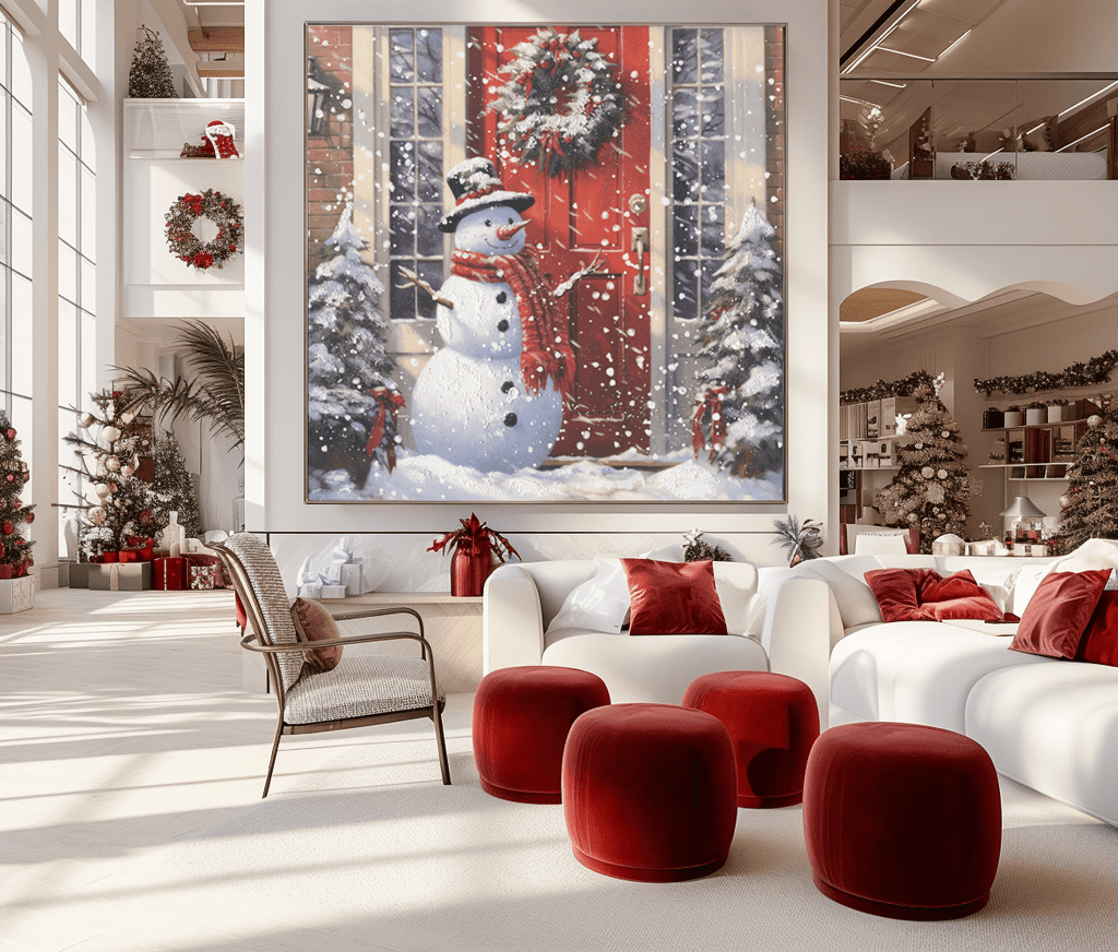 Snowman Welcome – Red Door Christmas Painting