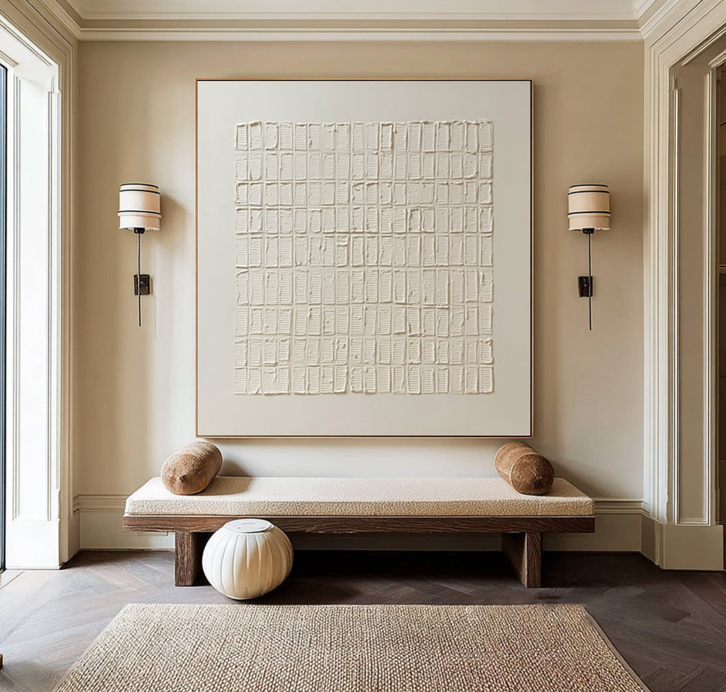 Silent Rhythm Grid Textured Painting