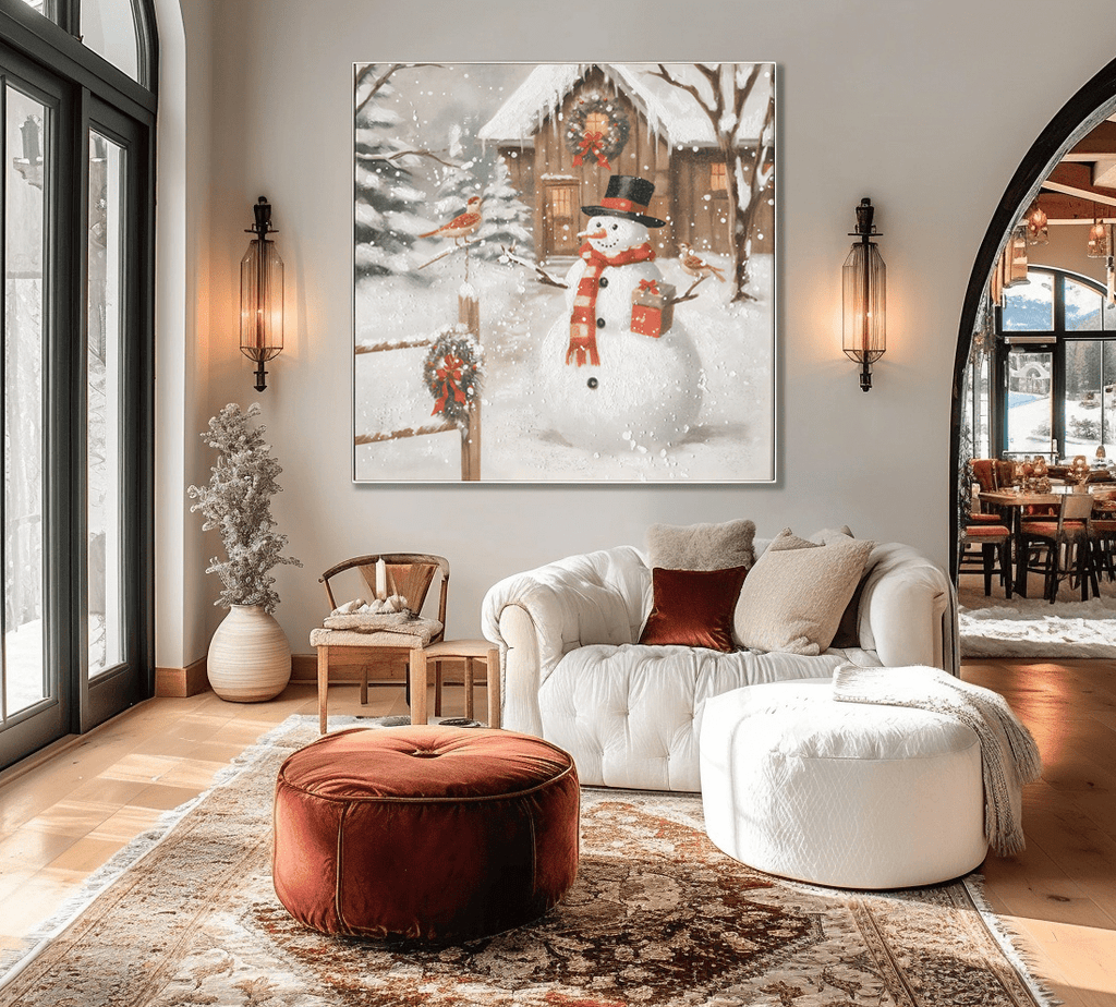 Snowman Cottage Joy – Winter Holiday Painting