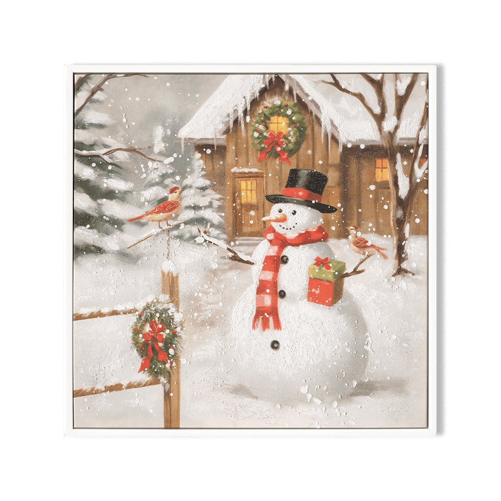 Snowman Cottage Joy – Winter Holiday Painting