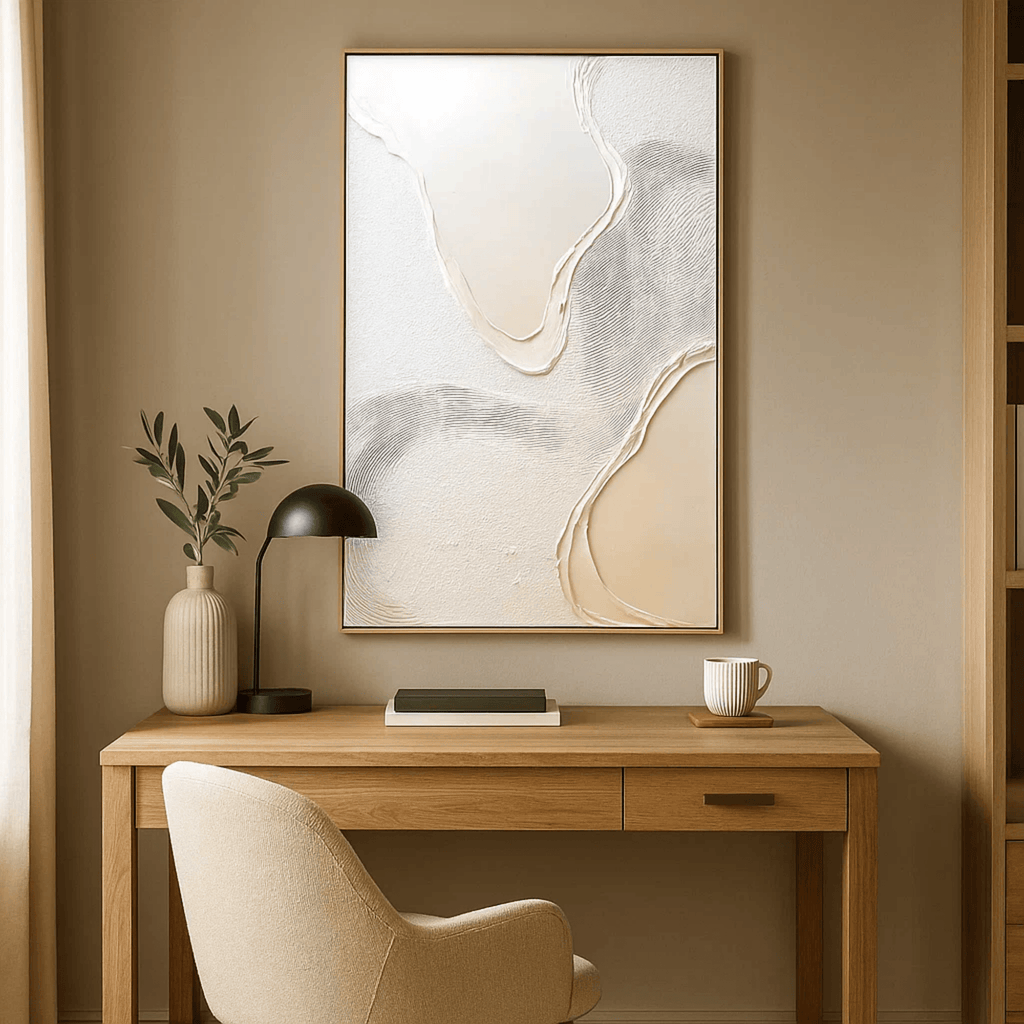 Wabi Sabi Neutral Textured Wall Art, Minimal Abstract Canvas for Living Room Decor