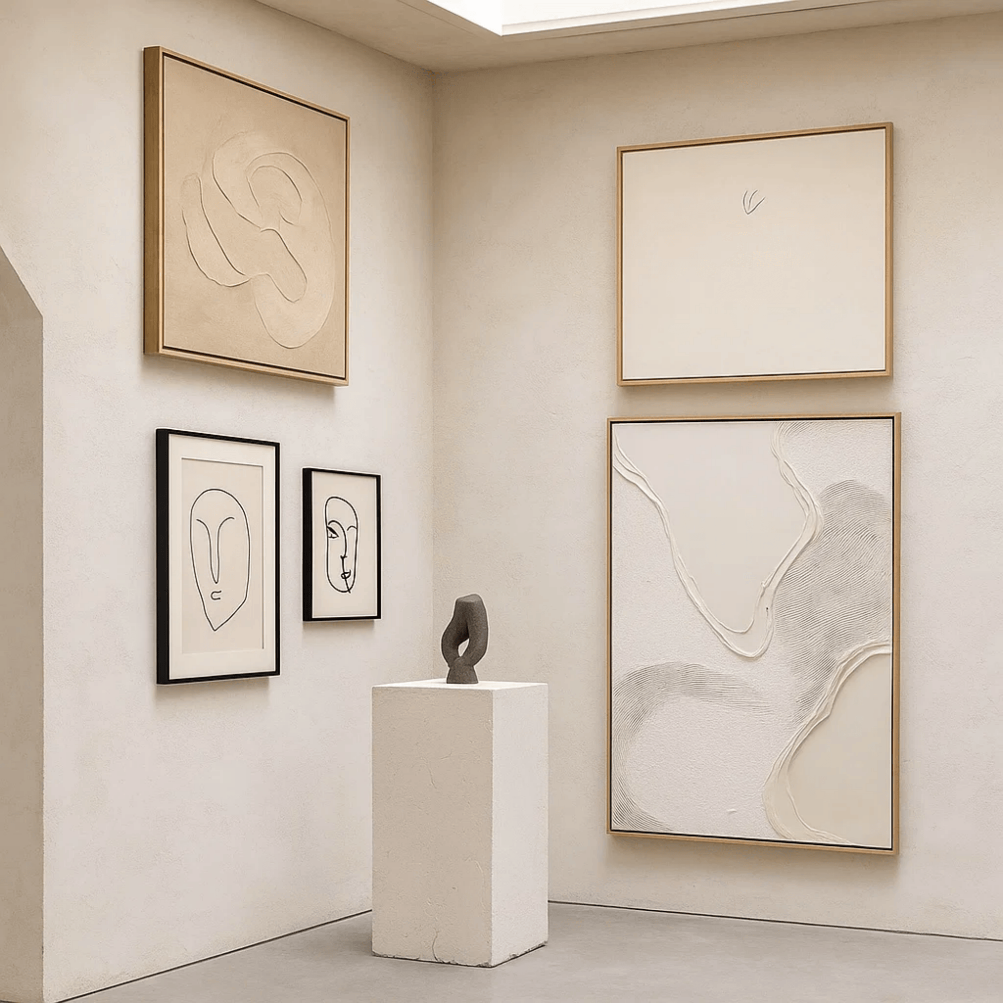 Wabi Sabi Neutral Textured Wall Art, Minimal Abstract Canvas for Living Room Decor