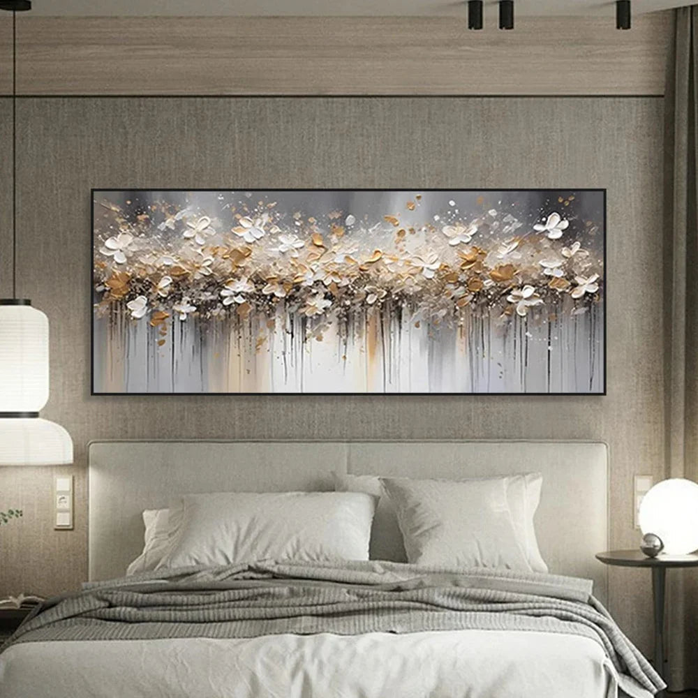 Golden Drift Blossom Abstract Painting